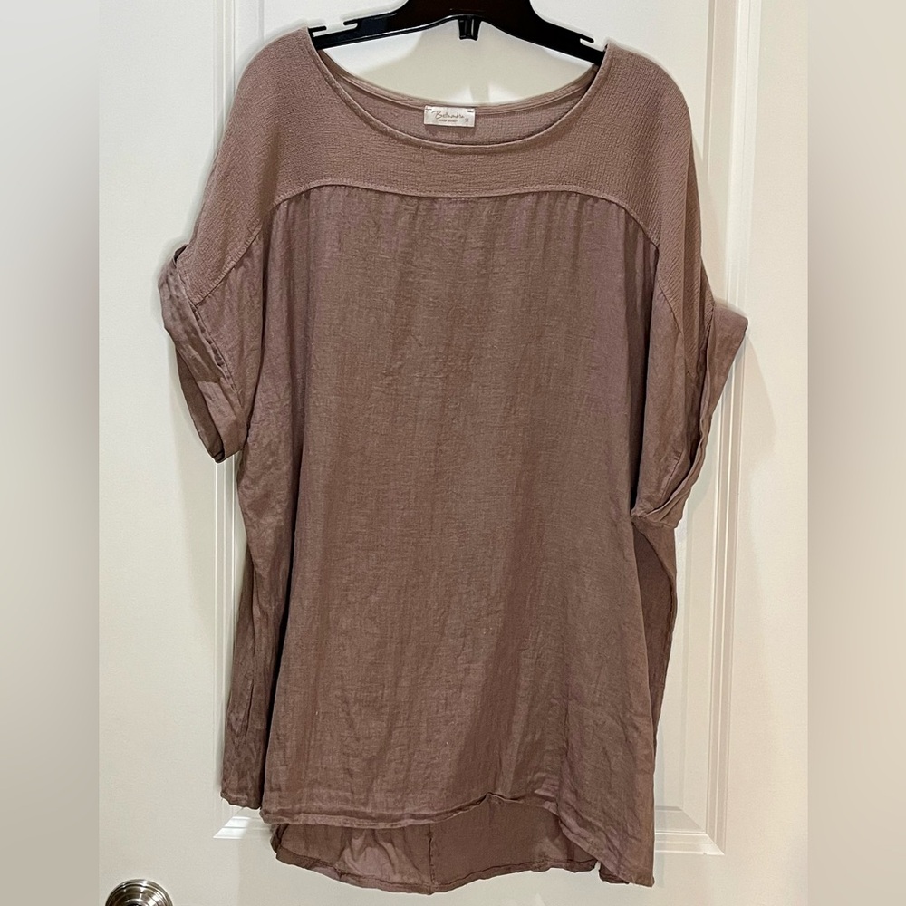 Bella Umbra Italian 100% Linen Top Light Brown Size 1X